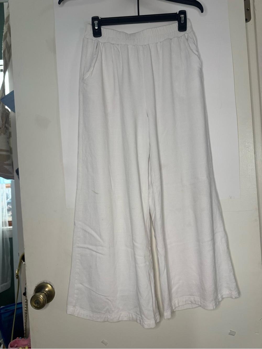 White Wide Leg Linen Pants